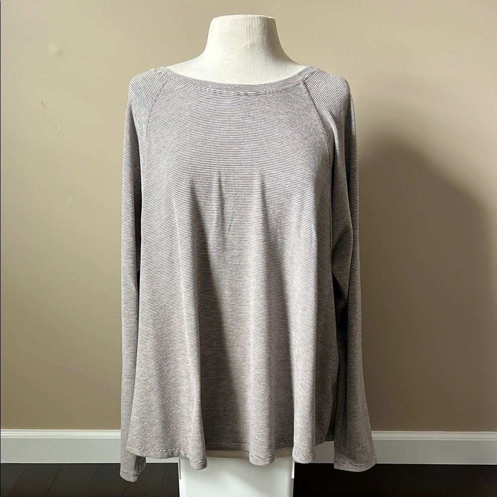Calvin Klein Performance brown/tan micro striped soft top PLUS sz 2X quick dry